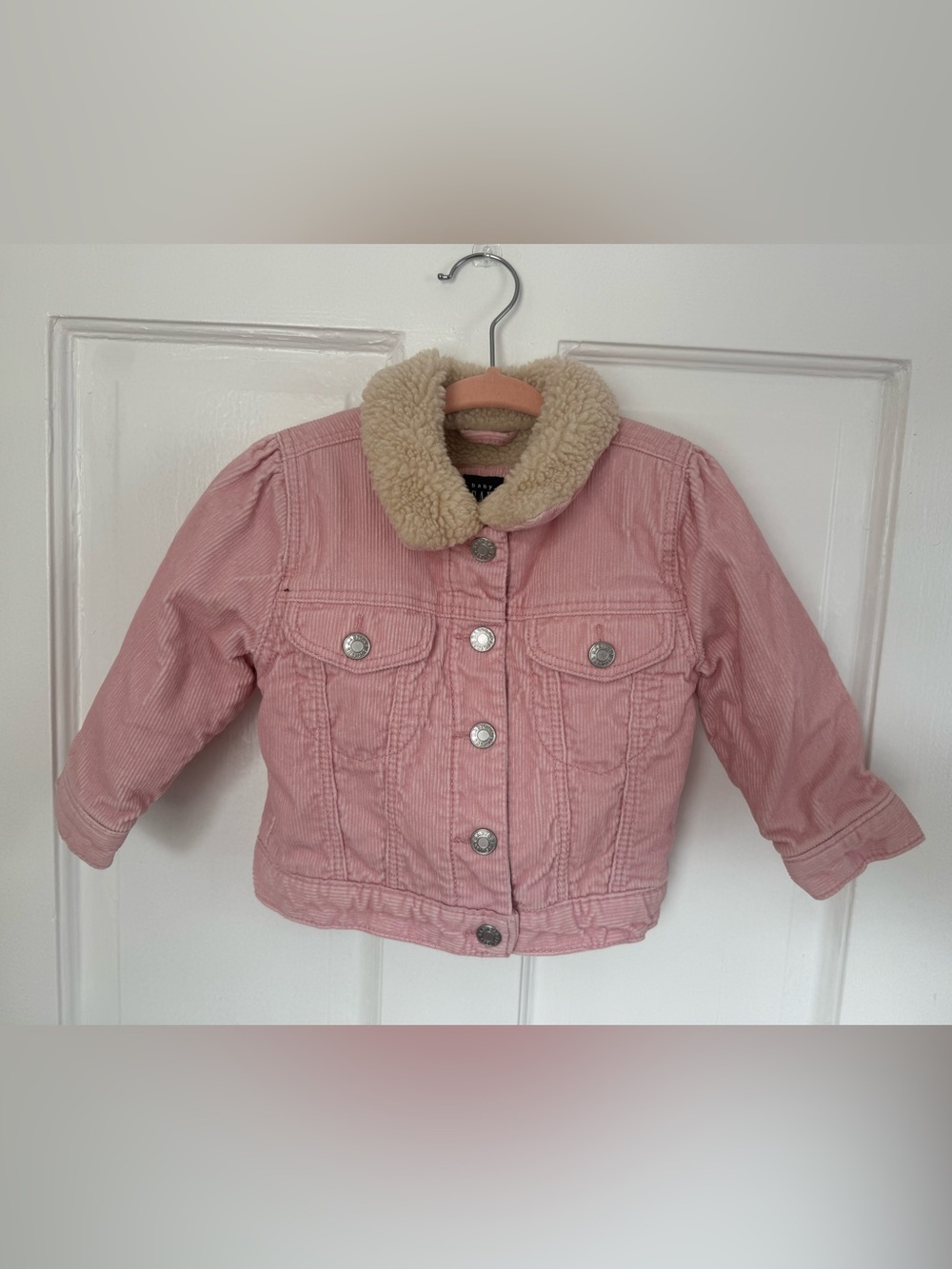Baby Gap Girls Pink Corduroy Sherpa Jacket Snap Button Coat 12-18 Months NWOT
